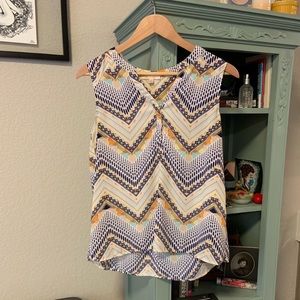 Skies Are Blue Ulloa Henley Blouse Sleeveless Multicolor Size S